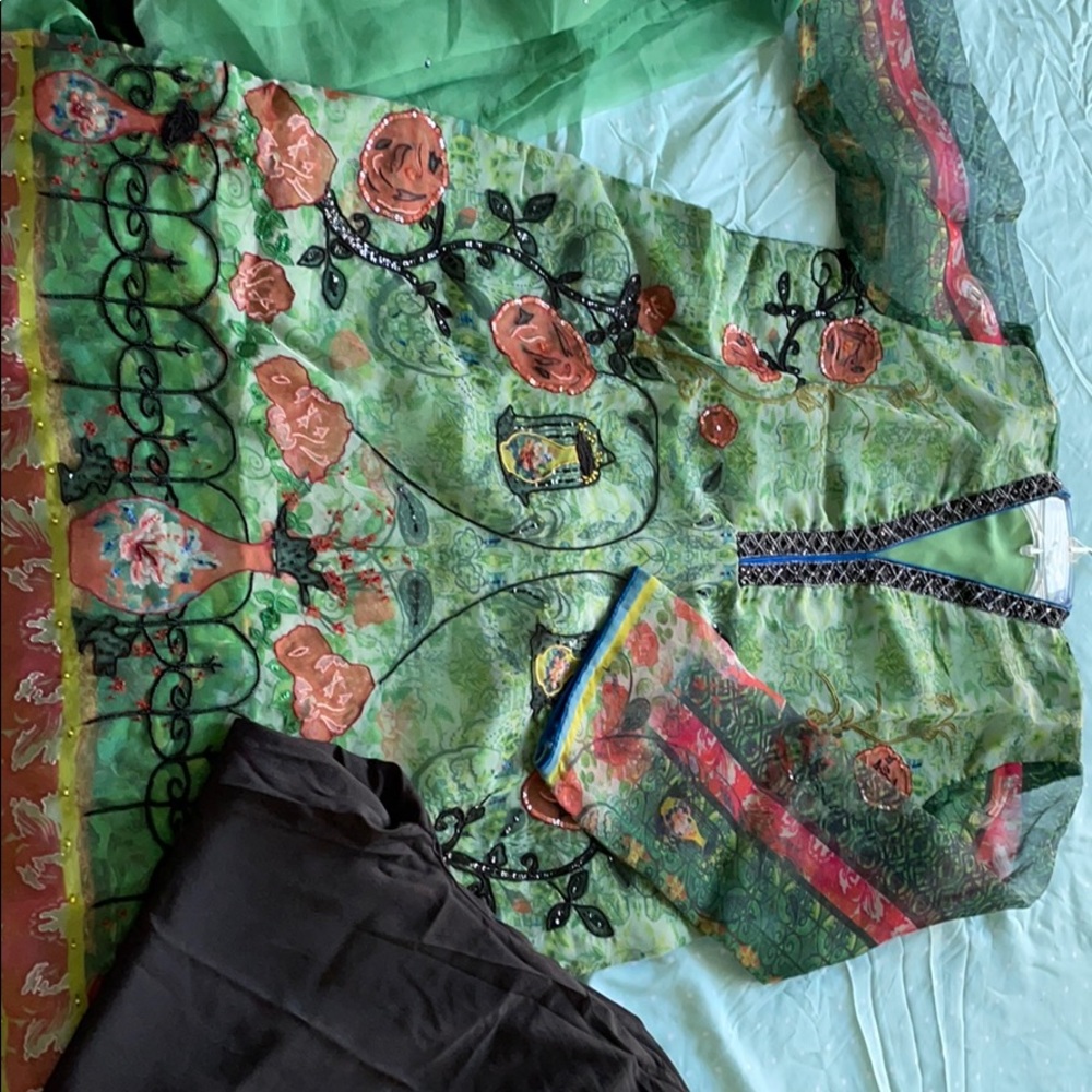 Three piece women Organza silk dress